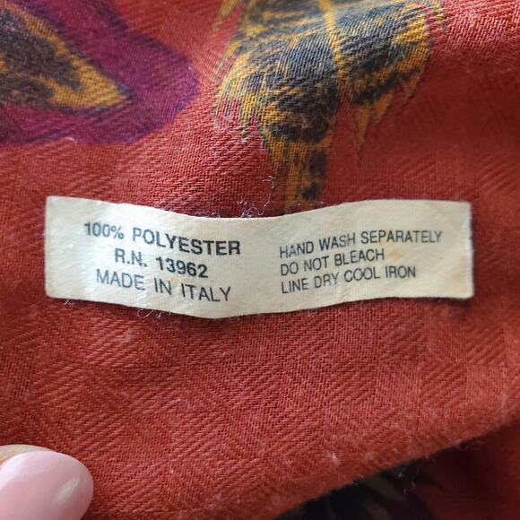 Vintage Cloth Brown Feathers Large Scarf - Picture 4 of 4